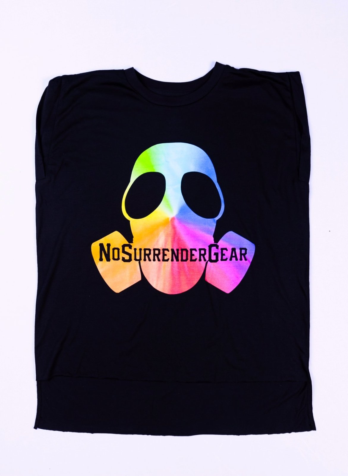 Rainbow GasMask Rolled Cuff Tee - NoSurrenderGear