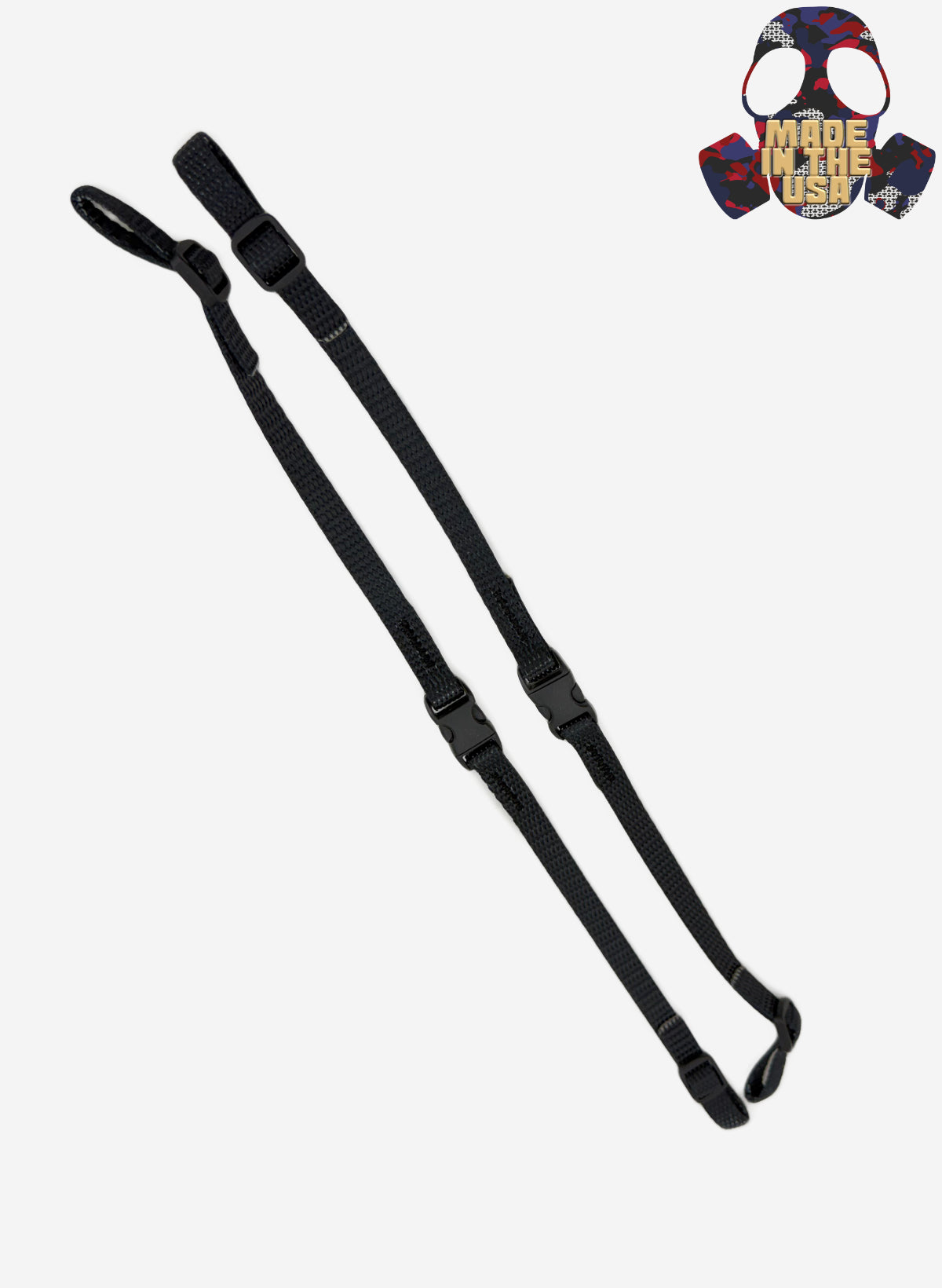 NSG Black lanyard on a white background with a colorful mask labeled 'Made in the USA'.