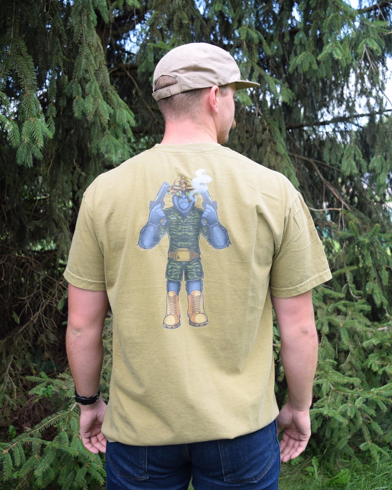 Gorilla Warfare Heavyweight Tee | Faded Olive - NoSurrenderGear