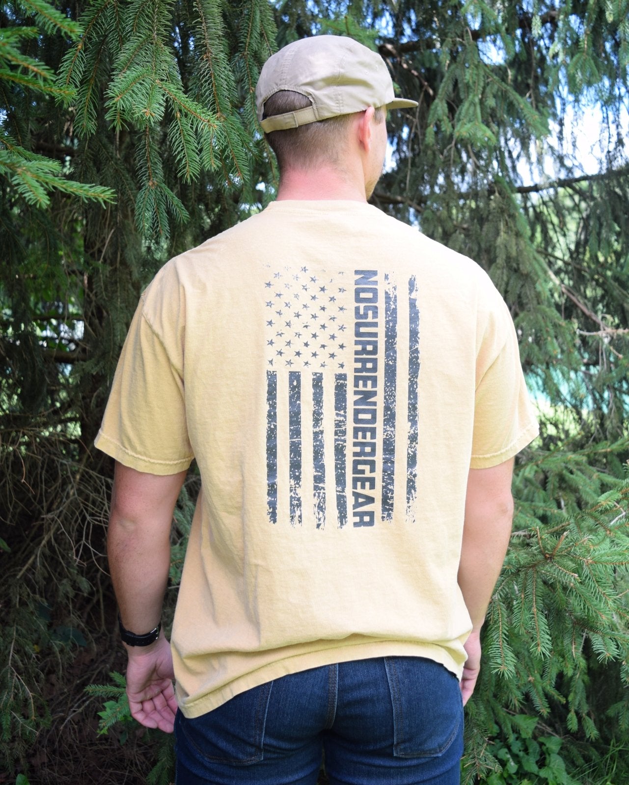 NoSurrender Heavyweight Flag Tee | Faded Yellow - NoSurrenderGear