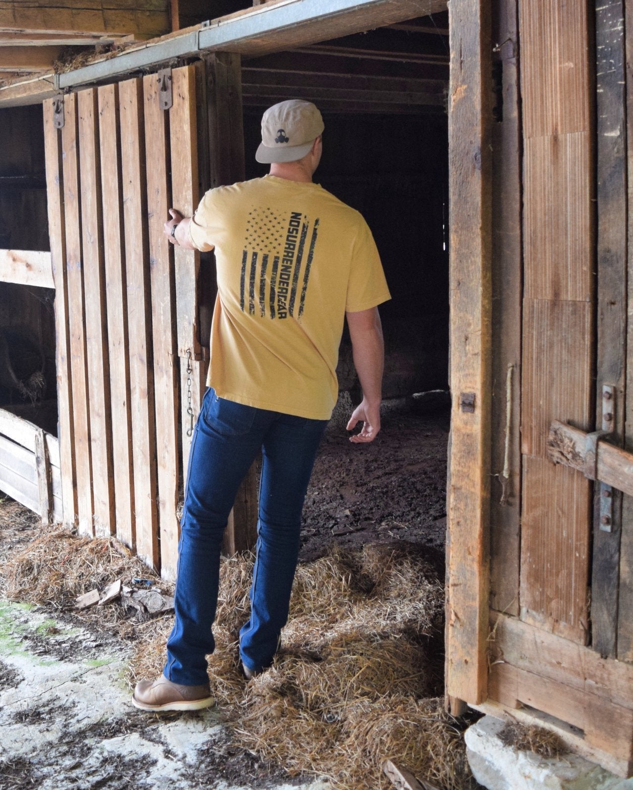 NoSurrender Heavyweight Flag Tee | Faded Yellow - NoSurrenderGear
