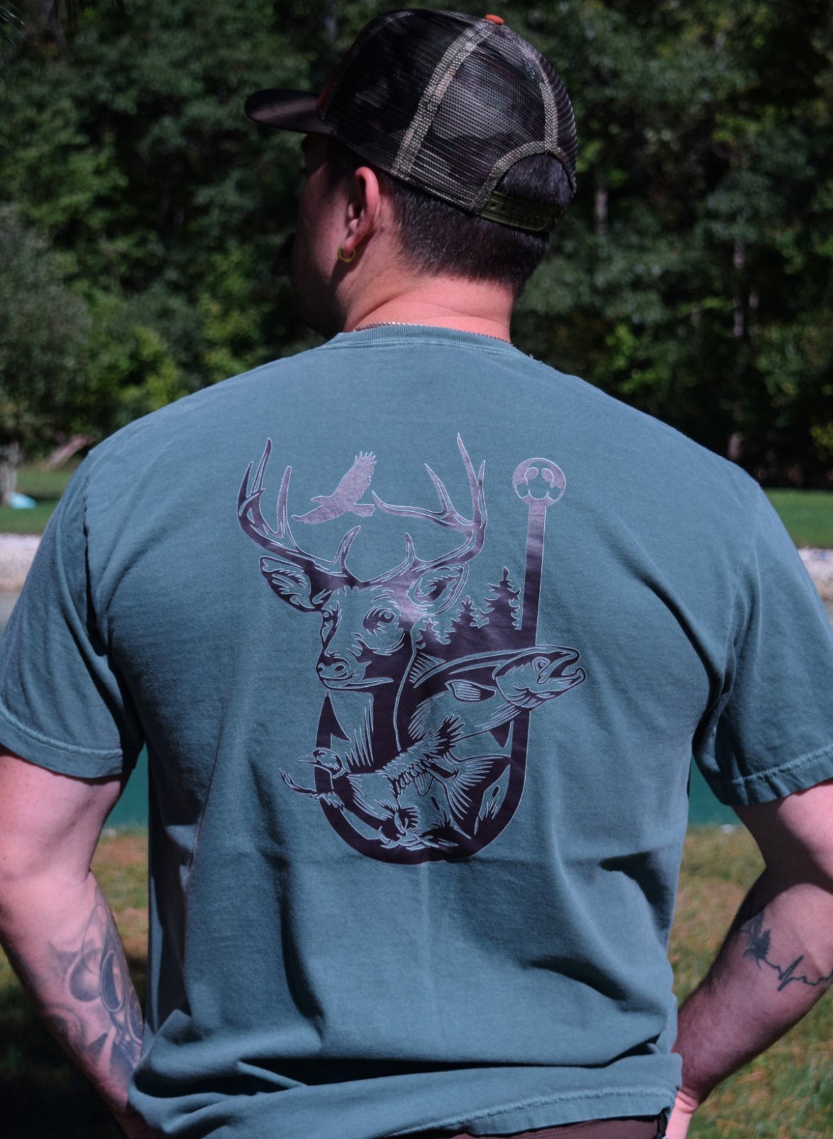 Outdoorsman Heavyweight Tee | Blue Spruce - NoSurrenderGear