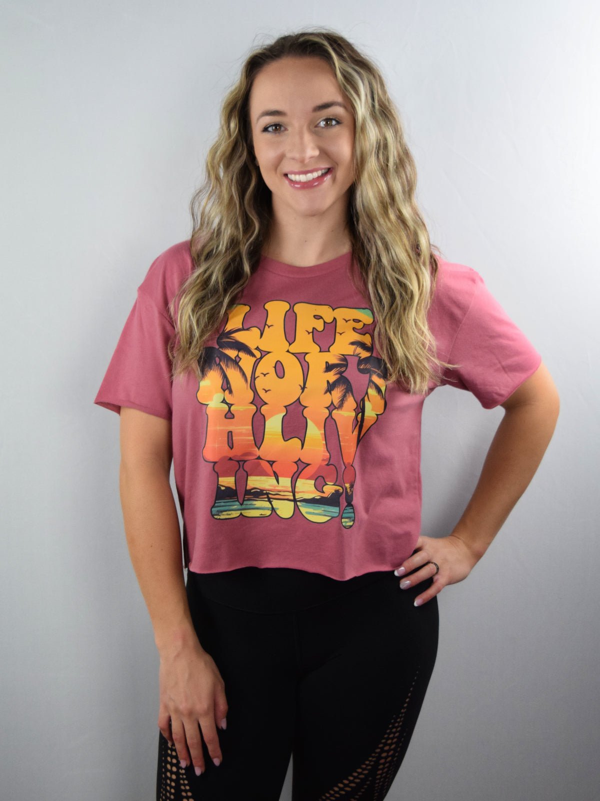 Shoreline Sunset - LWL Crop Tee - NoSurrenderGear